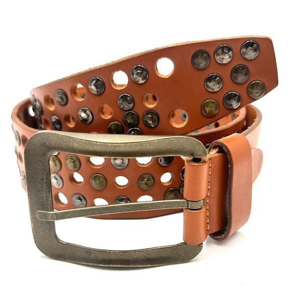 Will Leather Goods unisex studded leather belt - SIZE MEDIUM
